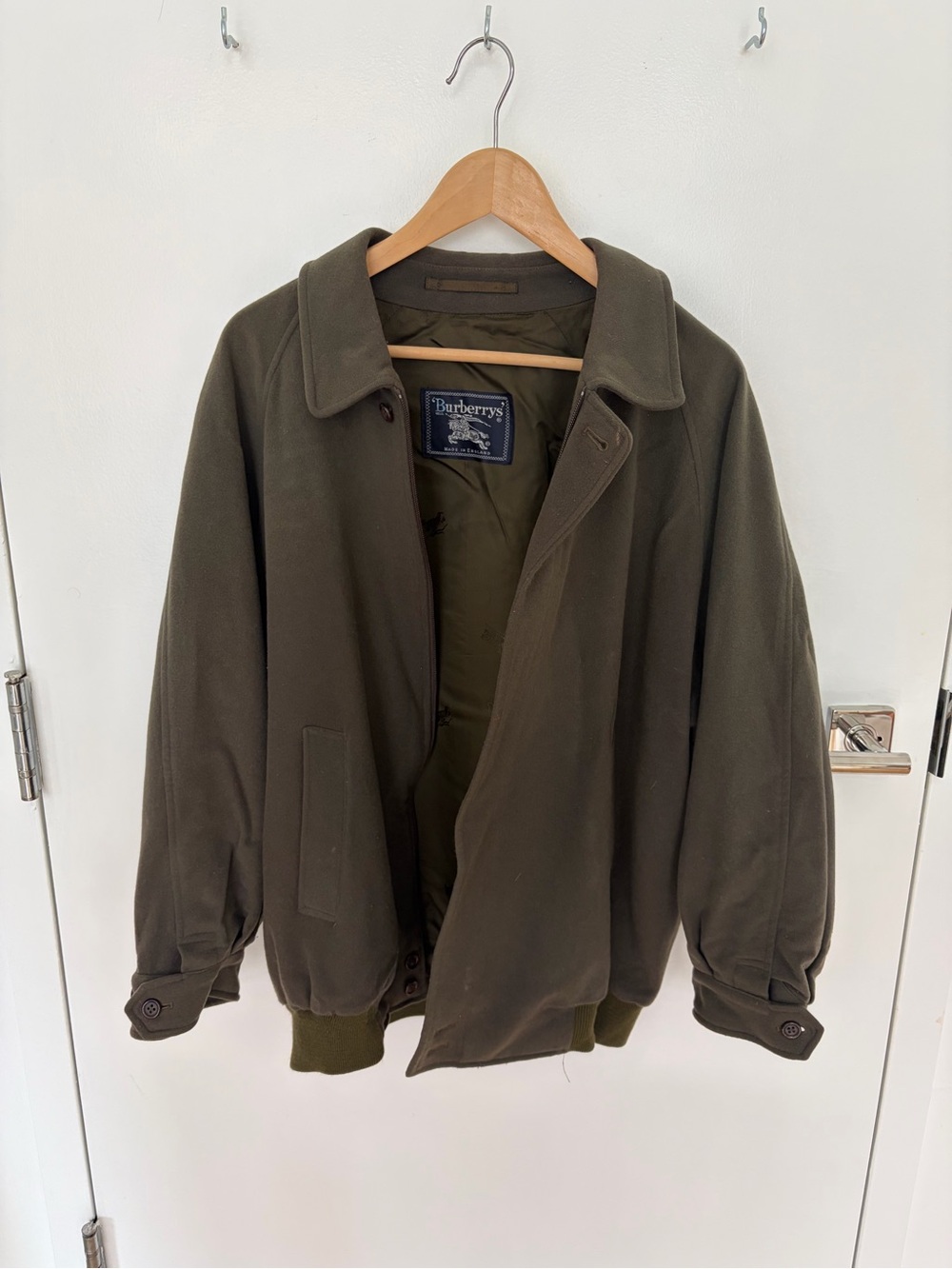 Burberry Olive Green Men's Bomber Jacket